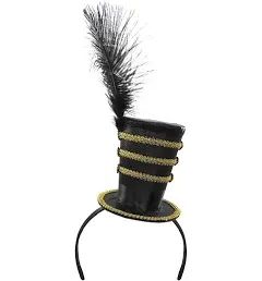 Nicky Bigs Novelties Adult Mini Majorette Ringmaster Small Top Hat Headband