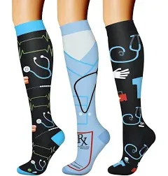 CHARMKING 15-20 mmHg Compression Socks (3 Pairs)