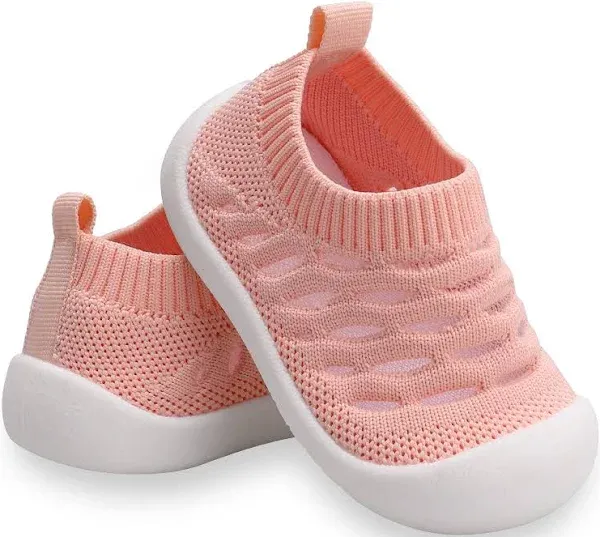 Baby First-Walking Shoes 1-4 Years Kid Shoes Trainers Toddler Infant Boys Girls Soft Sole Non Slip Cotton Canvas Mesh Breathable Lightweight TPR Material Slip-on Sneakers Outdoor