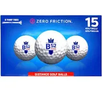 Zero Friction B52 Distance Golf Ball, 15Pk, White 