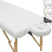 Saloniture 2-Piece Waterproof Massage Table Sheet Set Includes Machine Washable Fitted Sheet and Face Cradle Cover