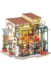 Wooden DIY Emilys Flower Shop Dollhouse Kids Miniature Wooden Kits Toy