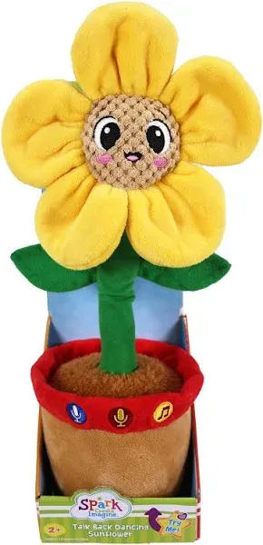 Easfan Singing Dancing Sunflower Talking Toy Electric Musical Plush Repeat What You Say Funny Speaking Interactive Toy Birthday for Kids, 14"