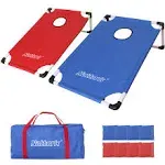 Nattork Portable Cornhole Set PVC Framed Corn Holes Outdoor Game Set with 2 Cornhole Boards, 8 Cornhole Bean Bags and Carrying Case, Games Indoor