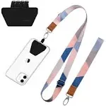 Phone Lanyard - 4× Pads 1× Adjustable Neck Strap 1× Wrist Strap Nylon Phone L...