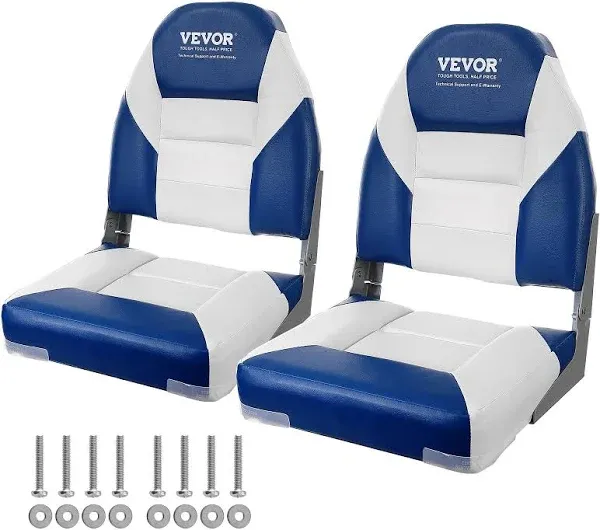 VEVOR Boat Seats, 21.85" High Back Boat Seat, Folding Boat Chair with Thickened Sponge Padding and Hinge