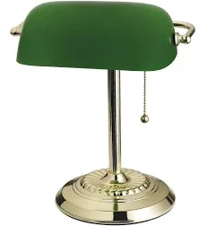 Catalina Lighting 22261-000 Traditional Bankers Desk Lamp with Glass Shade