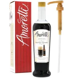 Amoretti - Premium Root Beer Syrup, 94 Servings Per Bottle (750 ml), with Pump for Flavoring Coffees, Cocktails, and other Beverages, Gluten Free, GMO/GEO Free, Preservative Free