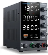 DC Power Supply, Bench Power Supply with Encoder Knob, Adjustable Regulated Power Supply with 5V 3.6A USB & Type-C Quick-Charge, Variable Power Supply with Overcurrent Protection (0-120V 0-3A)