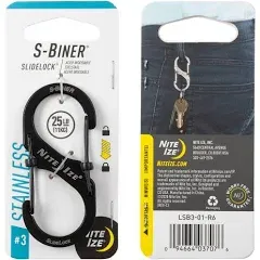 Nite Ize S-Biner Slidelock Stainless Steel Black # 3 