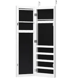 Jewelry Organizer Wall And Door Mirrored Jewelry Cabinet With LED Light