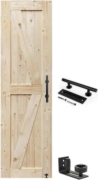 S&Z TOPHAND 84 in. Barn Door Unfinished British Brace Barn Door/Modern Style/Solid Wood/Sliding Door