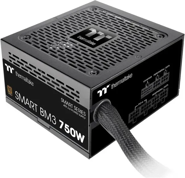 Thermaltake Smart BM3 750W 80Plus Bronze ATX 3.0 & PCIE 5.0 Ready Semi-Modular Power Supply; 105°C/221°F Japanese Capacitor; 5 Year Warranty; PS-SPD-0750MNFABU-3