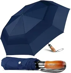 Lejorain Large Compact Golf Umbrella Oversized Auto Open Close Folding Golf Umbrella Travel 210T Dupont Teflon Coated Vented Windproof Double