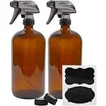 Cornucopia 32oz Glass Spray Bottles (2-Pack); Quart Bottles w/ 3-Setting Adjustable Trigger Sprayers