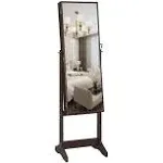 Brown Free Standing Jewelry Armoire with Mirror