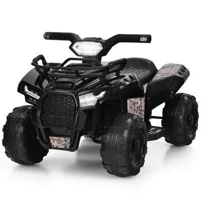 Costzon Kids ATV, 6V Battery Powered Electric Vehicle w/LED Light, Horn, Music, Storage Box, Wear-Resistant Wheels, USB, MP3, Ride on Car 4 Wheeler Quad for Toddler Boys & Girls 18-36 Months (Black)