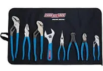 1X Channellock TOOL ROLL-8 8 Piece Professional Pliers Set w/ Tool Roll , Blue