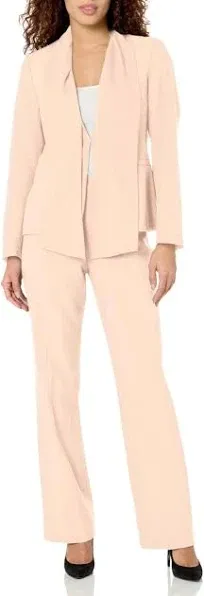 Le Suit Women's Scarf Collared JKT & Audrey Size Zip Pant