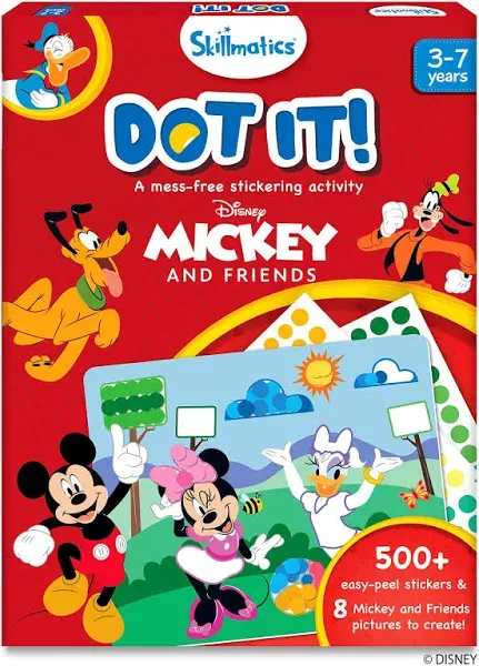 Skillmatics Dot It Mickey and Friends & Dot it Disney Princess Bundle, No Mess Sticker Art for Kids, Craft Kits, DIY Activity, Gifts for Girls & Boys Ages 3, 4, 5, 6, 7