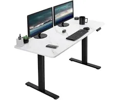 VIVO Electric 60” x 24” Stand Up Desk, White Marble Dry Erase Top, Black Frame