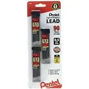 Pentel C25BPHB3K6 Super Hi-Polymer Lead Refills, 0.5mm, HB, Black, 30/Tube, 3 Tubes/Pack