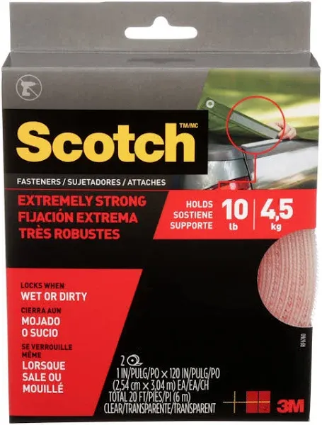 3M RF-E Scotch Extreme Fasteners: 1 in. x 120 in. (Clear) *2-rolls