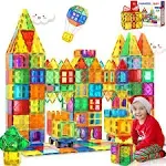 Magnetic Tiles,100PCS Magnet Building Blocks for Kids Educational Magnetic Bl...