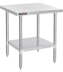 DuraSteel Food Prep Stainless Steel Table - 30 x 18 Inch Commercial Metal Workbench with Adjustable Under Shelf - NSF Certified - For Restaurant, Warehouse, Home, Kitchen, Garage