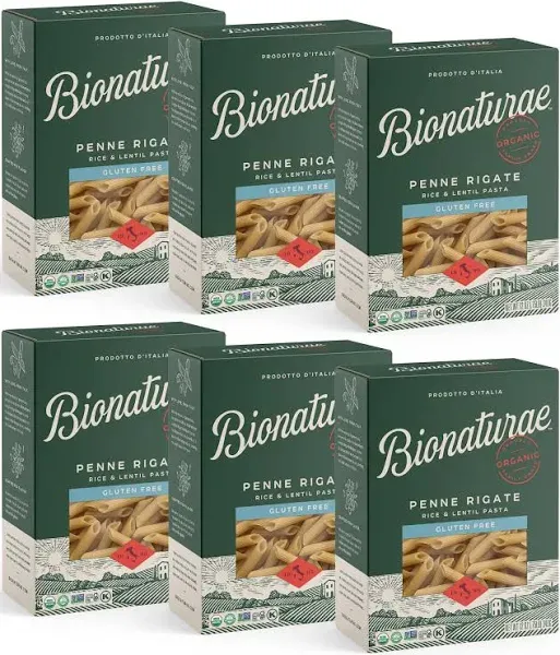 Bionaturae Penne Rigate Pasta Noodles - Gluten Free Pasta Organic, Rice & Lentil Pasta, Kosher Certified, High Protein, Non-GMO Verified, USDA Certified, Gluten Free Pastas, Crafted in Italy - 12 Oz