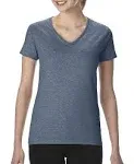 Gildan Ladies' Heavy Cotton V-Neck T-Shirt Heather Navy-2XL