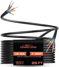 Best Connections Inc 7Way Trailer Wire Harness 14 Ga 25 Feet Incredibly Flexible