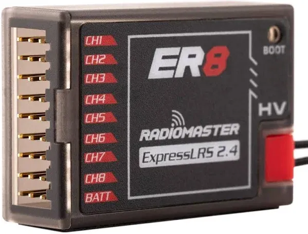 RadioMaster ER8 2.4ghz PWM ExpressLRS 8 Channel Receiver for RC Fixed-Wing Aircraft