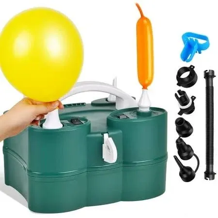 Suptree Electric Air Balloon Inflator Pump Blower Machine for Party Air Mattress Inflatables, Size: 7.48 x 5.12 x 6.5, Green