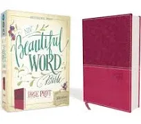 NIV, Beautiful Word Bible, Large Print, Leathersoft, Pink: 500 Full-Color Ill...