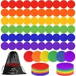 60 Pcs Spot Markers 9 Inch Poly Vinyl Floor Markers Non Slip Flat Field Cones Poly Dots Agility Markers for Soccer Football Basketball Speed Agility Training Gym Dance Classroom Org