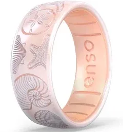 Enso Rings Etched Classic Silicone Rings - Comfortable and Flexible Design - 8mm Wide, 2.16 Thick