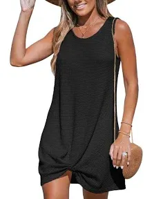 Cupshe Black Sleeveless Twisted Hem Mini Cover-Up