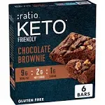 NEW :ratio Soft Baked Bars Chocolate Brownie Nut 1G Sugar Keto 6 Bars/pkg ❤️