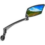 Handlebar Bike Mirror, Scratch Resistant Glass Lens, A:Silver Lens for Left