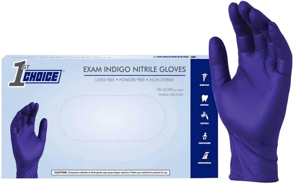 1st Choice Indigo Nitrile Disposable Exam Gloves