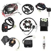 Trkimal Complete Wiring Harness Kit Electrics Wire Loom Assembly with Full Copper Wire Stator CDI Regulator Ignition Switch, ATV Switch for 4-Stroke