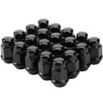 FLYCLE 20pcs 1.4 Inch 12x1.5 Closed End Bulge Acorn Black Lug Nuts Cone