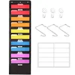  10 Pockets Hanging Wall File Organizer Storage Pocket Chart Black 10-Pocket