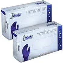 1st Choice Indigo Nitrile Latex Free, Powder Free Disposable Exam Gloves, 3 Mil, Small, 200