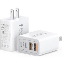 40W USB C Charger Block 2 Pack 4 Port C Fast Charging Brick Dual PD QC Wall Plug