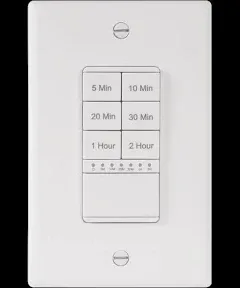 LIDER 2-Hour Countdown Timer Switch with Wall Plate, 5-10-20-30 Min, 1-2 Hour, for Lighting or Fans, LED Indicator, 1200W, Neutral Wire Required,