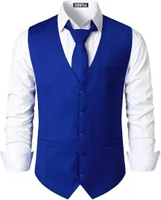 ZEROYAA Men's Hipster Urban Design 3 Pockets Business Formal Dress Vest for Suit Tuxedo