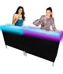 Folding Portable Party Bar w/Multi-Color LED Lights, Bar Skirts, Storage Shelf, & Carrying Case