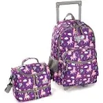 Girls Purple Alpaca Rolling Backpack with Lunch Bag | Tilami